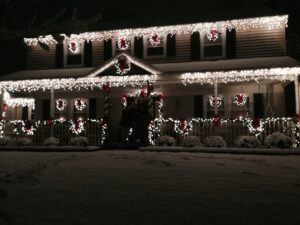 house with Christmas lights